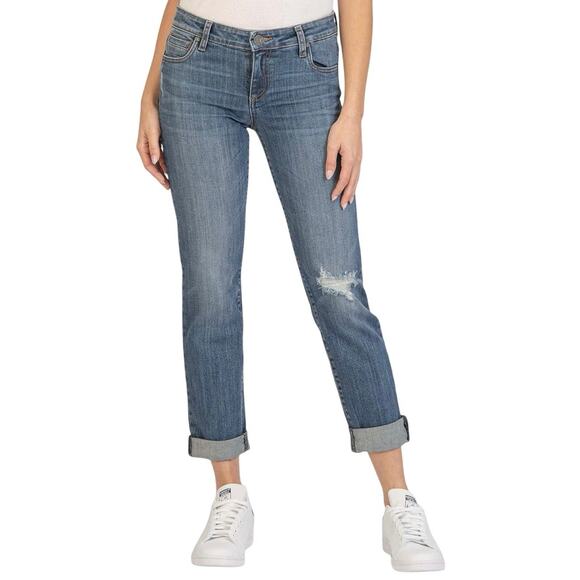 KUT from the Kloth Catherine Boyfriend Jeans Size 8 Midrise Distressed - Picture 1 of 7